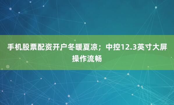 手机股票配资开户冬暖夏凉；中控12.3英寸大屏操作流畅